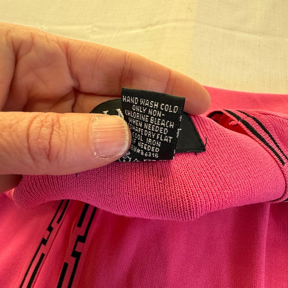 Finity Woman Pink Greek Key Trim Tie Front Cardigan Sweater Plus Size 2X‎ - Picture 4 of 7